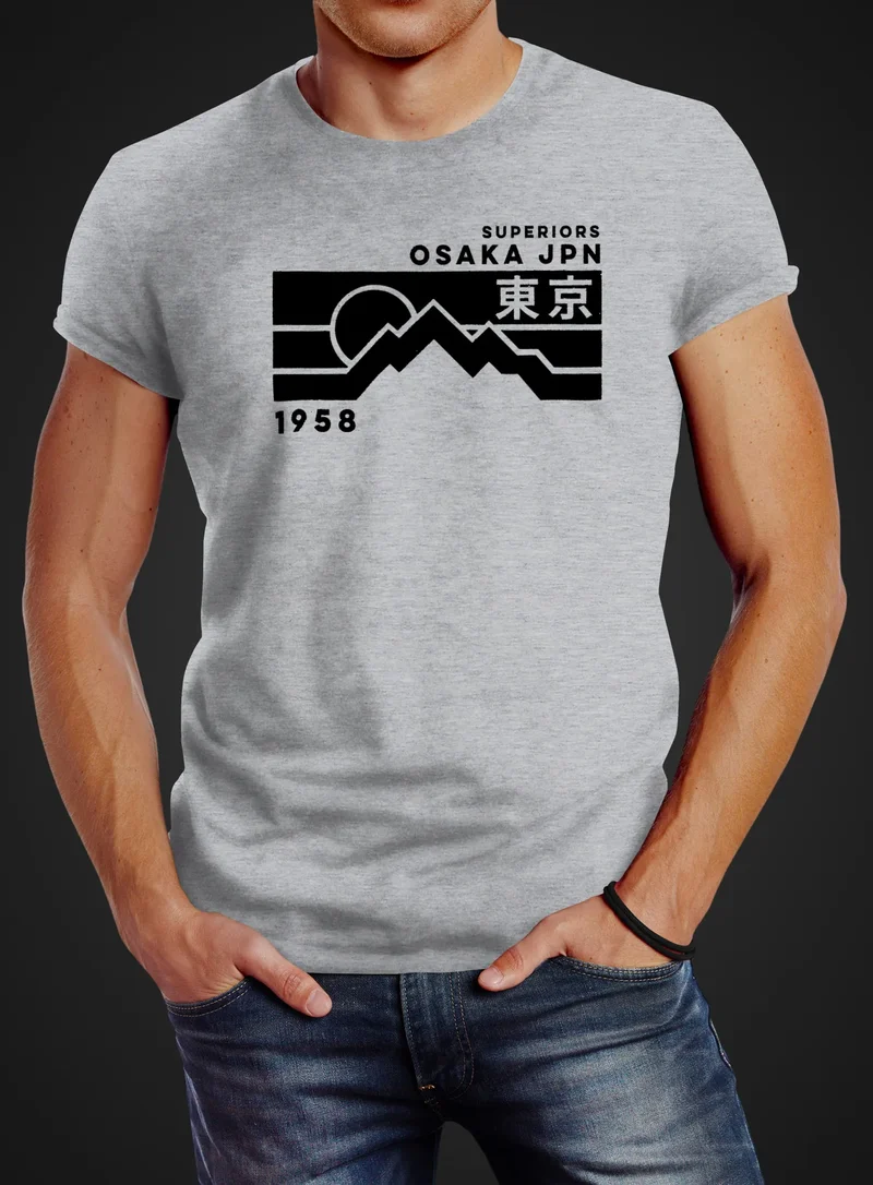 Herren T-Shirt Osaka Japan Superiors Mountain Retro Design Printshirt