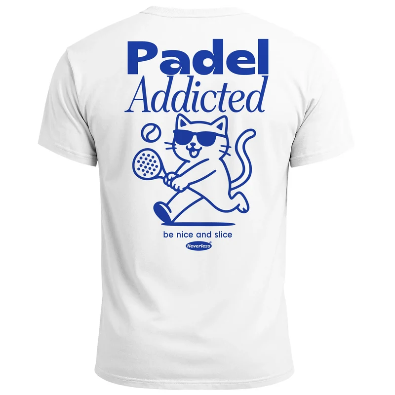 Herren T-Shirt Backprint Padel Tennis Sport Funshirt aus Baumwolle Katze Printshirt Fashion Streetstyle