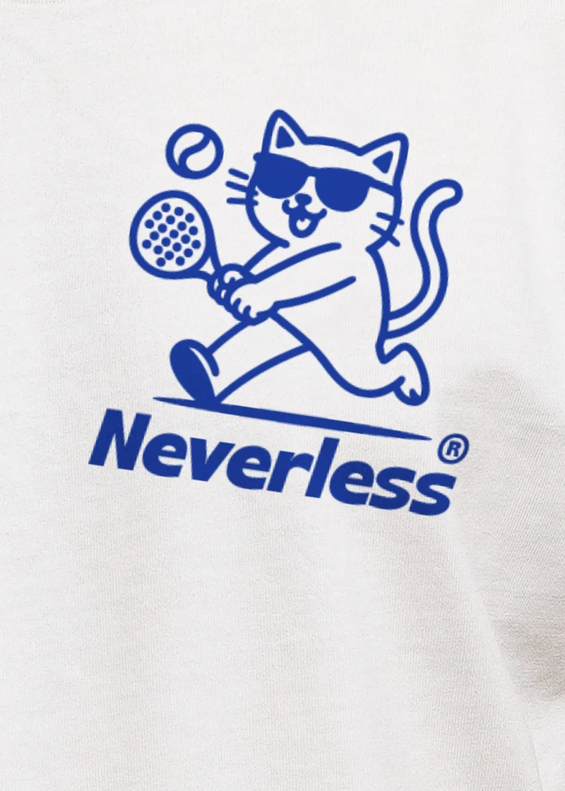 Herren T-Shirt Backprint Padel Tennis Sport Funshirt aus Baumwolle Katze Printshirt Fashion Streetstyle