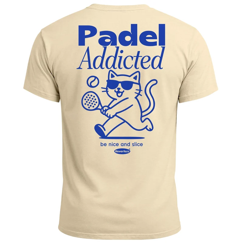 Herren T-Shirt Backprint Padel Tennis Sport Funshirt aus Baumwolle Katze Printshirt Fashion Streetstyle