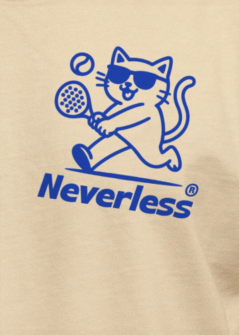Herren T-Shirt Backprint Padel Tennis Sport Funshirt aus Baumwolle Katze Printshirt Fashion Streetstyle