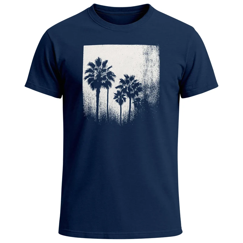 Herren T-Shirt Palmen Fotoprint Vintage Style Frontprint Beach Sommer Strand Outfit Retro Fashion Streetstyle