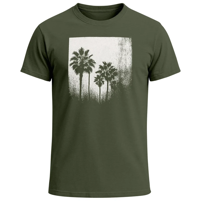 Herren T-Shirt Palmen Fotoprint Vintage Style Frontprint Beach Sommer Strand Outfit Retro Fashion Streetstyle