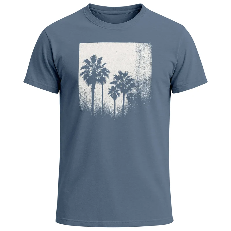 Herren T-Shirt Palmen Fotoprint Vintage Style Frontprint Beach Sommer Strand Outfit Retro Fashion Streetstyle