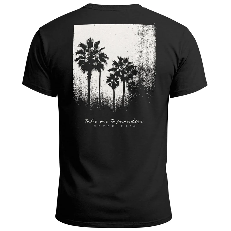 Herren T-Shirt Backprint Sommer-Shirt mit Palmen Rückendruck Vintage Grafik – Kurzarm Baumwollshirt im California Style Fashion Streetstyle