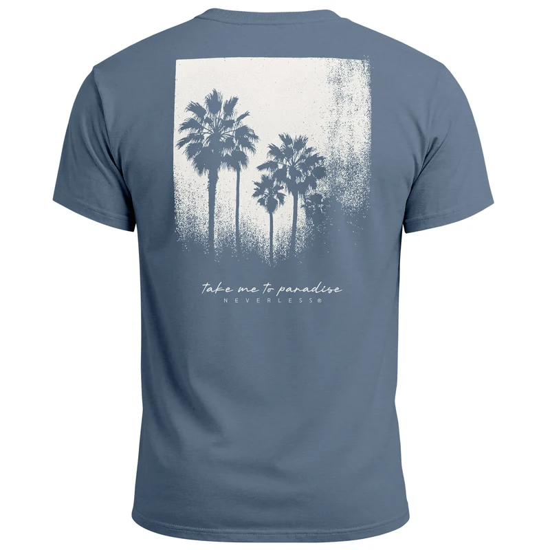Herren T-Shirt Backprint Sommer-Shirt mit Palmen Rückendruck Vintage Grafik – Kurzarm Baumwollshirt im California Style Fashion Streetstyle