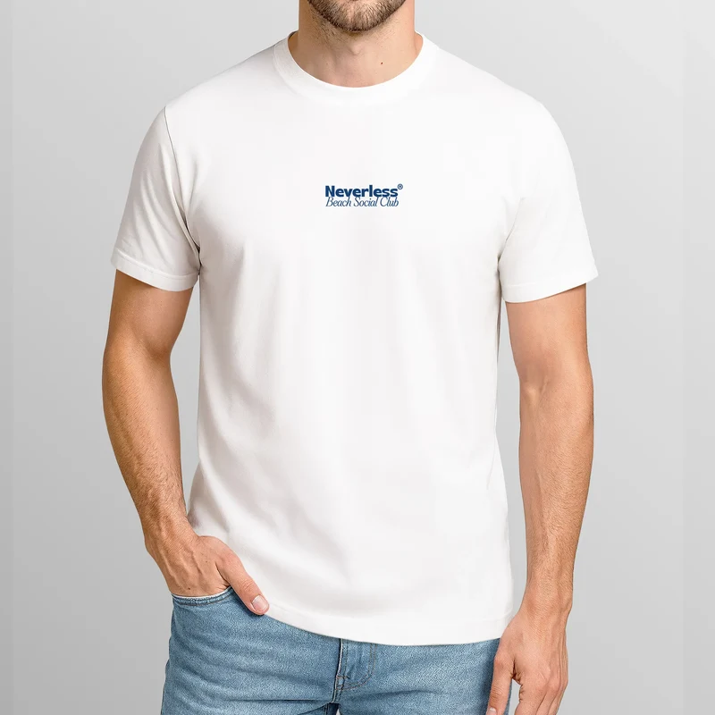 Herren T-Shirt Backprint Beach Social Club Surfer Grafik Sommer-Slogan – Kurzarm Freizeitshirt aus Baumwolle Fashion Streetstyle