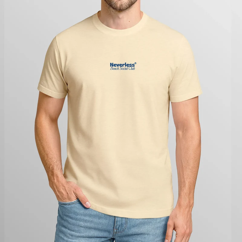 Herren T-Shirt Backprint Beach Social Club Surfer Grafik Sommer-Slogan – Kurzarm Freizeitshirt aus Baumwolle Fashion Streetstyle