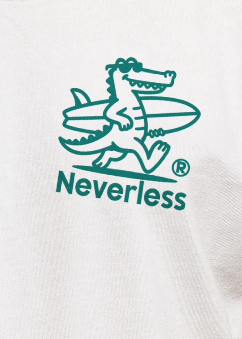 Herren T-Shirt Aufschrift Palm Locos Lustiges Surfshirt Alligator Rückendruck Kurzarm Baumwollshirt im Retro Look Baumwolle