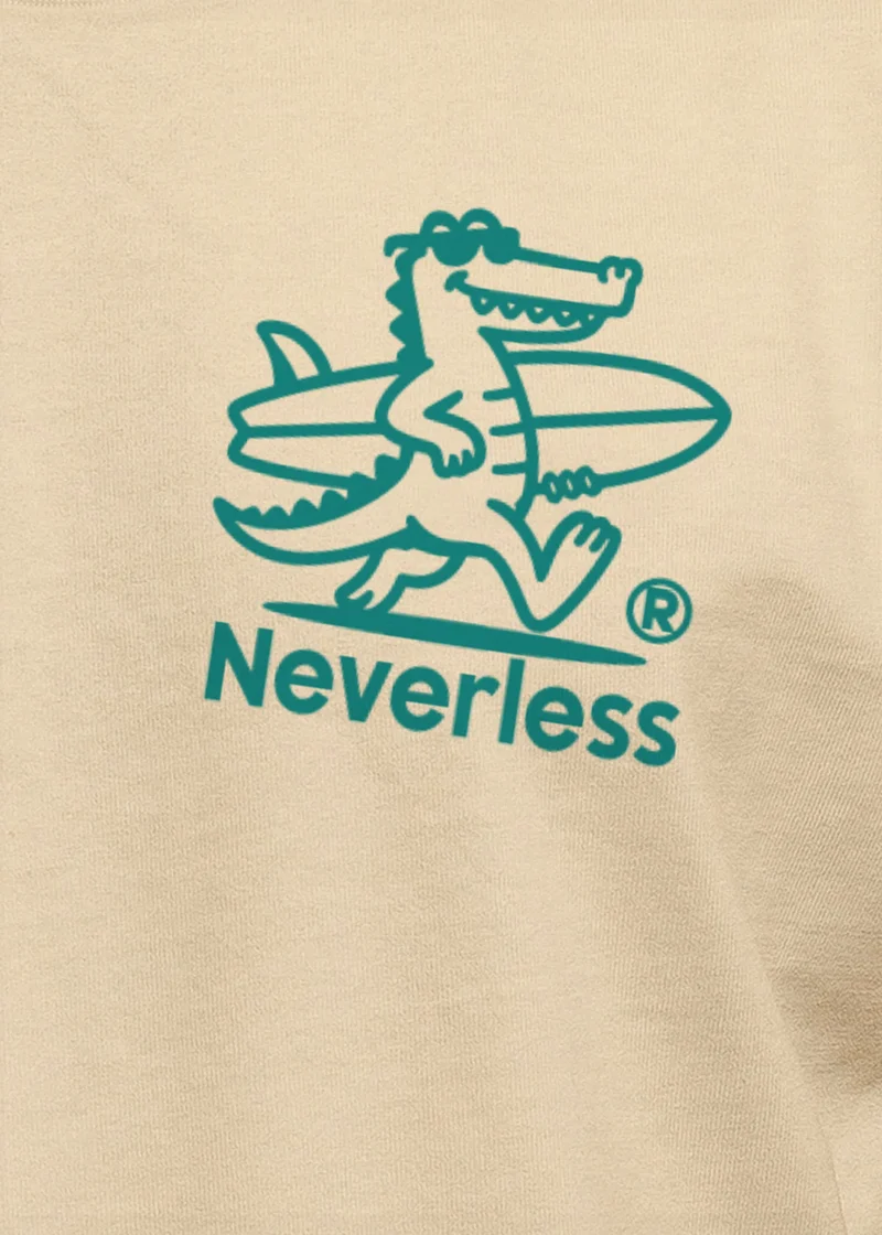 Herren T-Shirt Aufschrift Palm Locos Lustiges Surfshirt Alligator Rückendruck Kurzarm Baumwollshirt im Retro Look Baumwolle