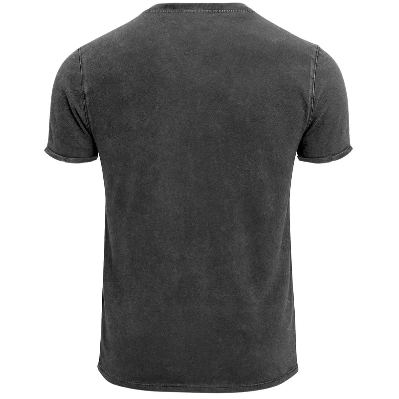 Herren T-Shirt mit Palmen Logo – Vintage Waschoptik Kurzarmshirt aus Baumwolle – Used Look mit Brustprint – Sommer Streetwear