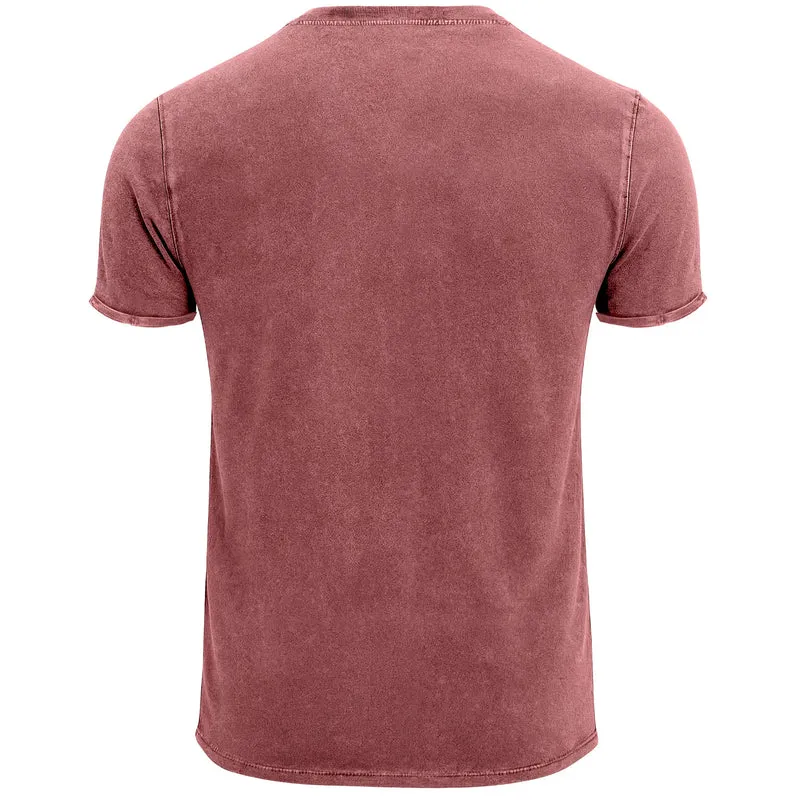 Herren T-Shirt mit Palmen Logo – Vintage Waschoptik Kurzarmshirt aus Baumwolle – Used Look mit Brustprint – Sommer Streetwear