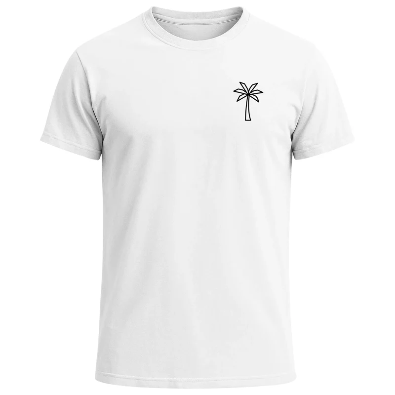 Herren T-Shirt Palme Print Logo Aufdruck Sommer Fashion Printshirt Baumwolle Streetstyle
