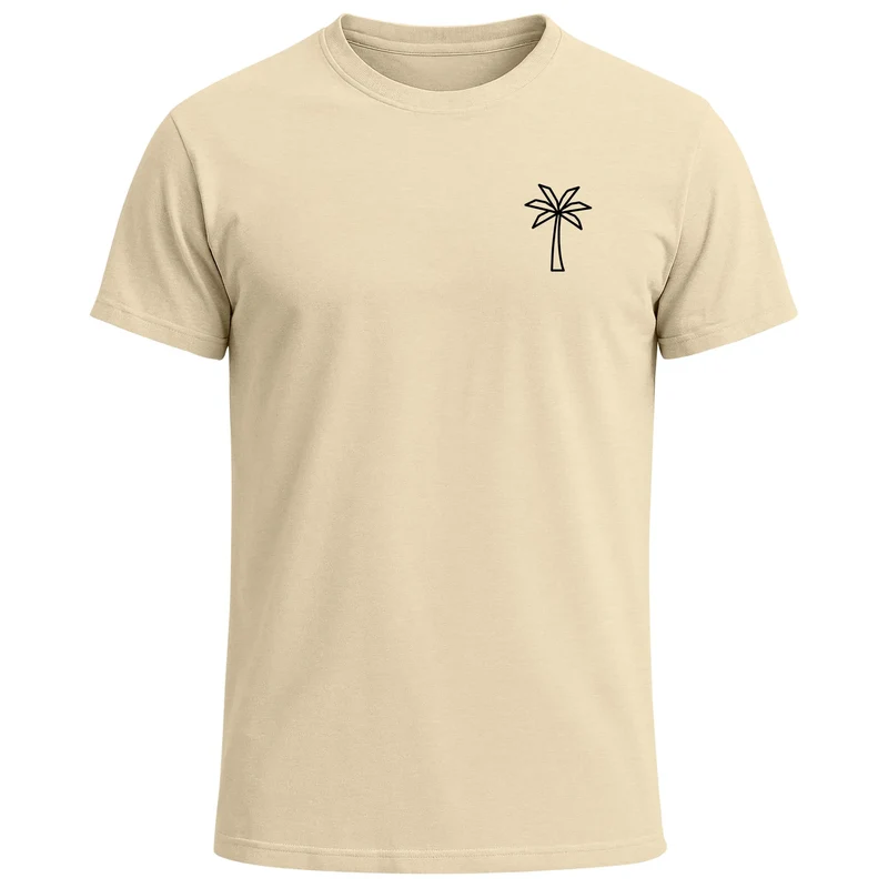 Herren T-Shirt Palme Print Logo Aufdruck Sommer Fashion Printshirt Baumwolle Streetstyle