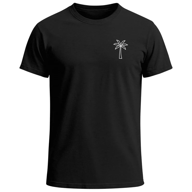 Herren T-Shirt Palme Print Logo Aufdruck Sommer Fashion Printshirt Baumwolle Streetstyle