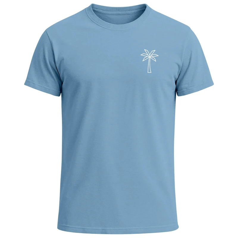 Herren T-Shirt Palme Print Logo Aufdruck Sommer Fashion Printshirt Baumwolle Streetstyle