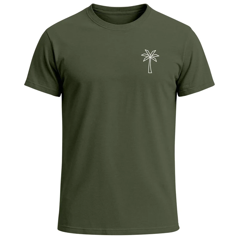 Herren T-Shirt Palme Print Logo Aufdruck Sommer Fashion Printshirt Baumwolle Streetstyle