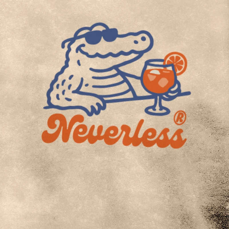 Herren Vintage T-Shirt Backprint Spritzing the day away Alligator Retro Design Aufdruck Used Look