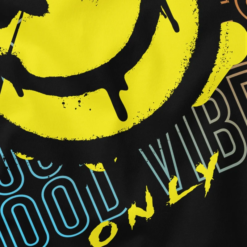 Herren T-Shirt Smiling Face Good Vibes Print Aufdruck Bedruckt Teachwear Fashion Streetstyle