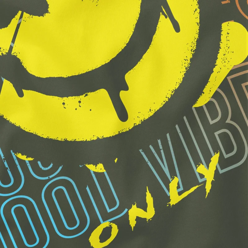 Herren T-Shirt Smiling Face Good Vibes Print Aufdruck Bedruckt Teachwear Fashion Streetstyle