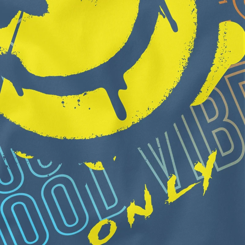 Herren T-Shirt Smiling Face Good Vibes Print Aufdruck Bedruckt Teachwear Fashion Streetstyle