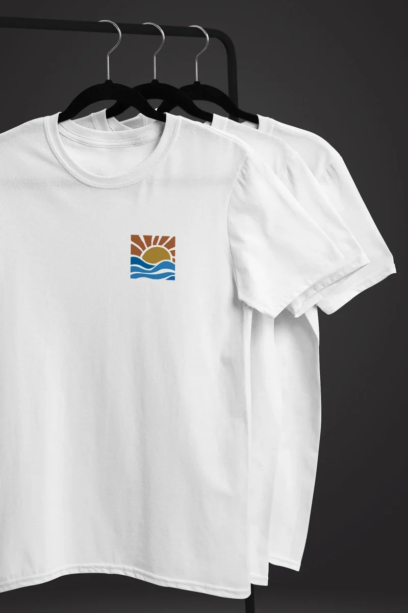 Herren T-Shirt Logo Print Sommer Sonne Welle Strand Beach Style Fashion Streetstyle