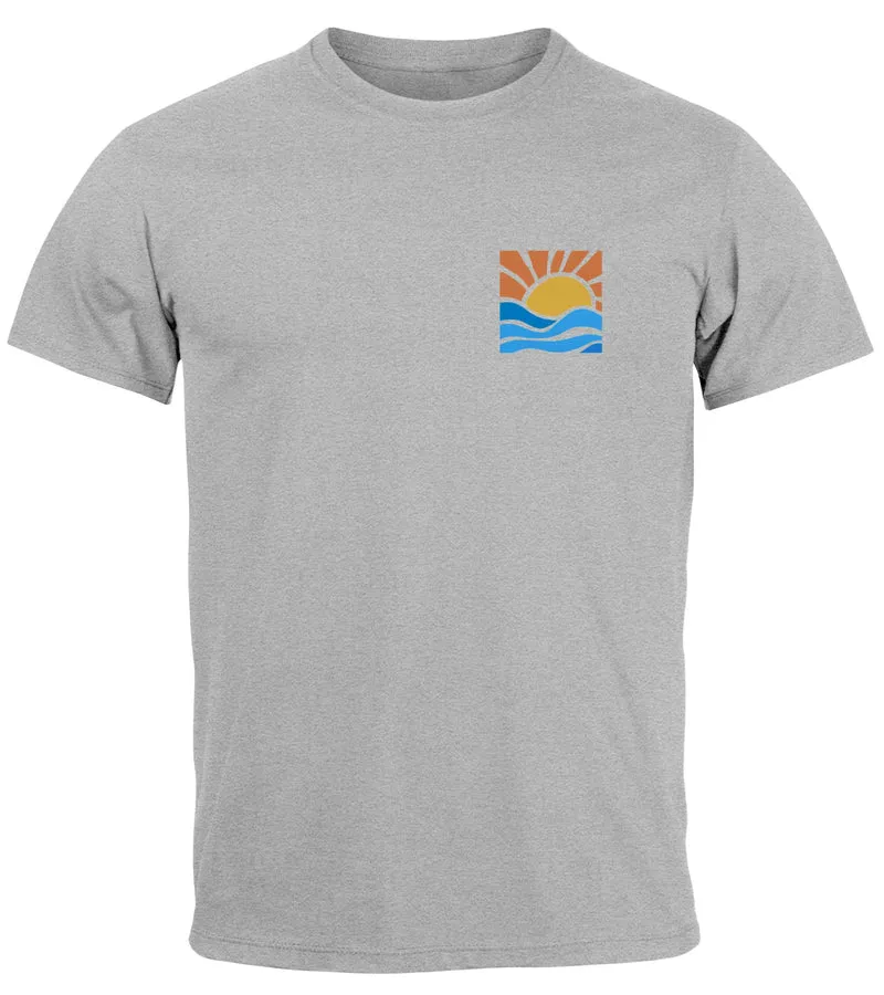 Herren T-Shirt Logo Print Sommer Sonne Welle Strand Beach Style Fashion Streetstyle