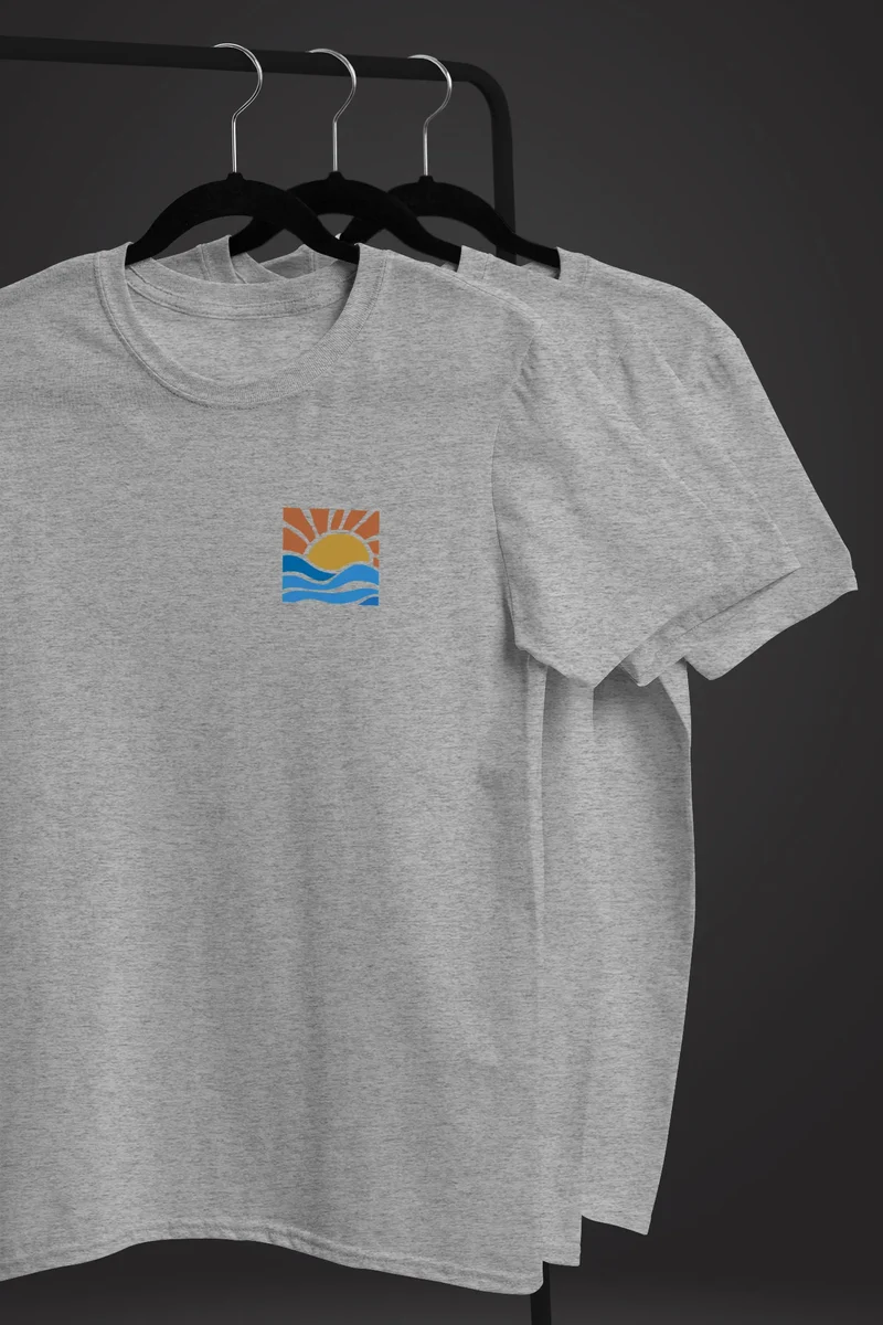 Herren T-Shirt Logo Print Sommer Sonne Welle Strand Beach Style Fashion Streetstyle