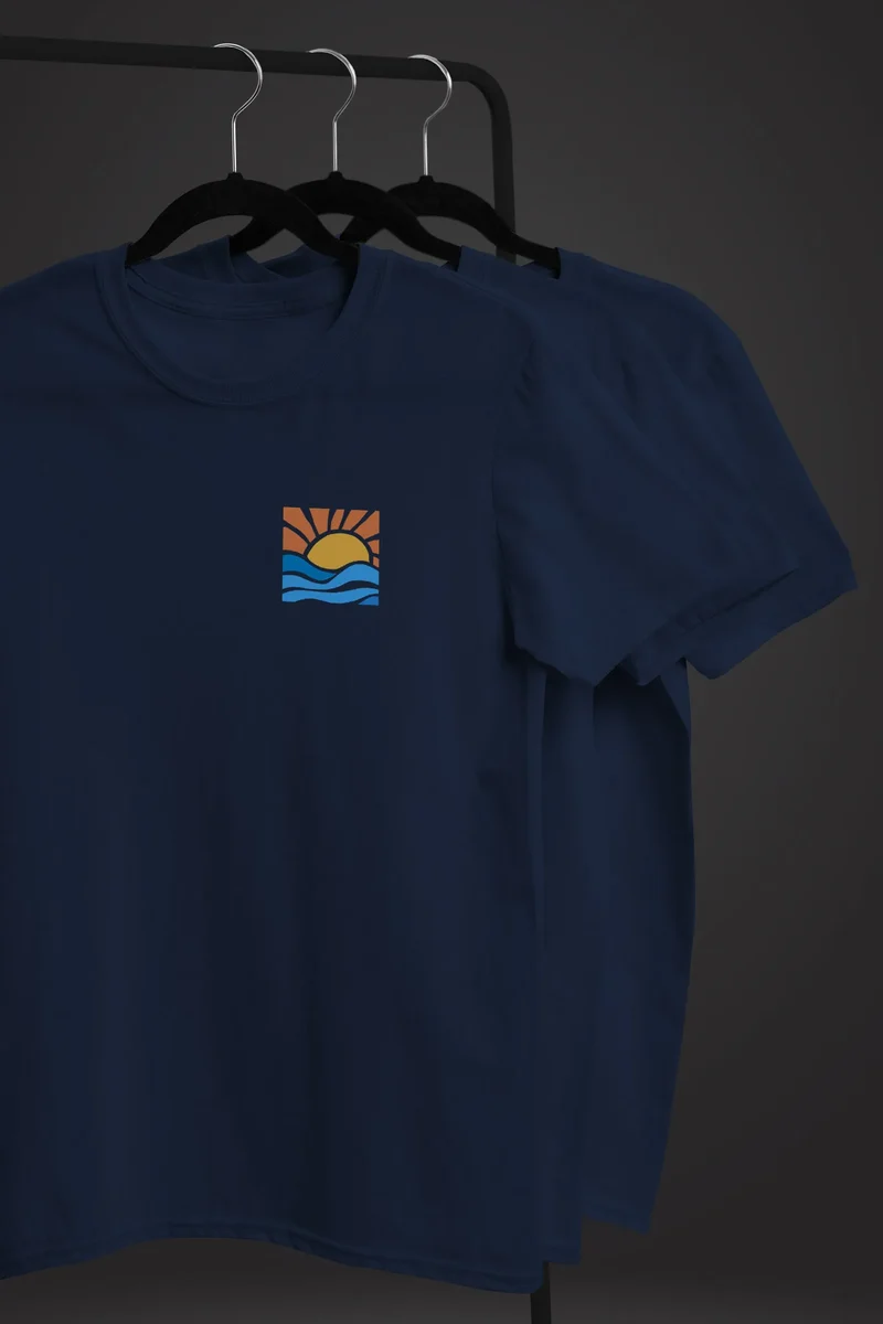 Herren T-Shirt Logo Print Sommer Sonne Welle Strand Beach Style Fashion Streetstyle