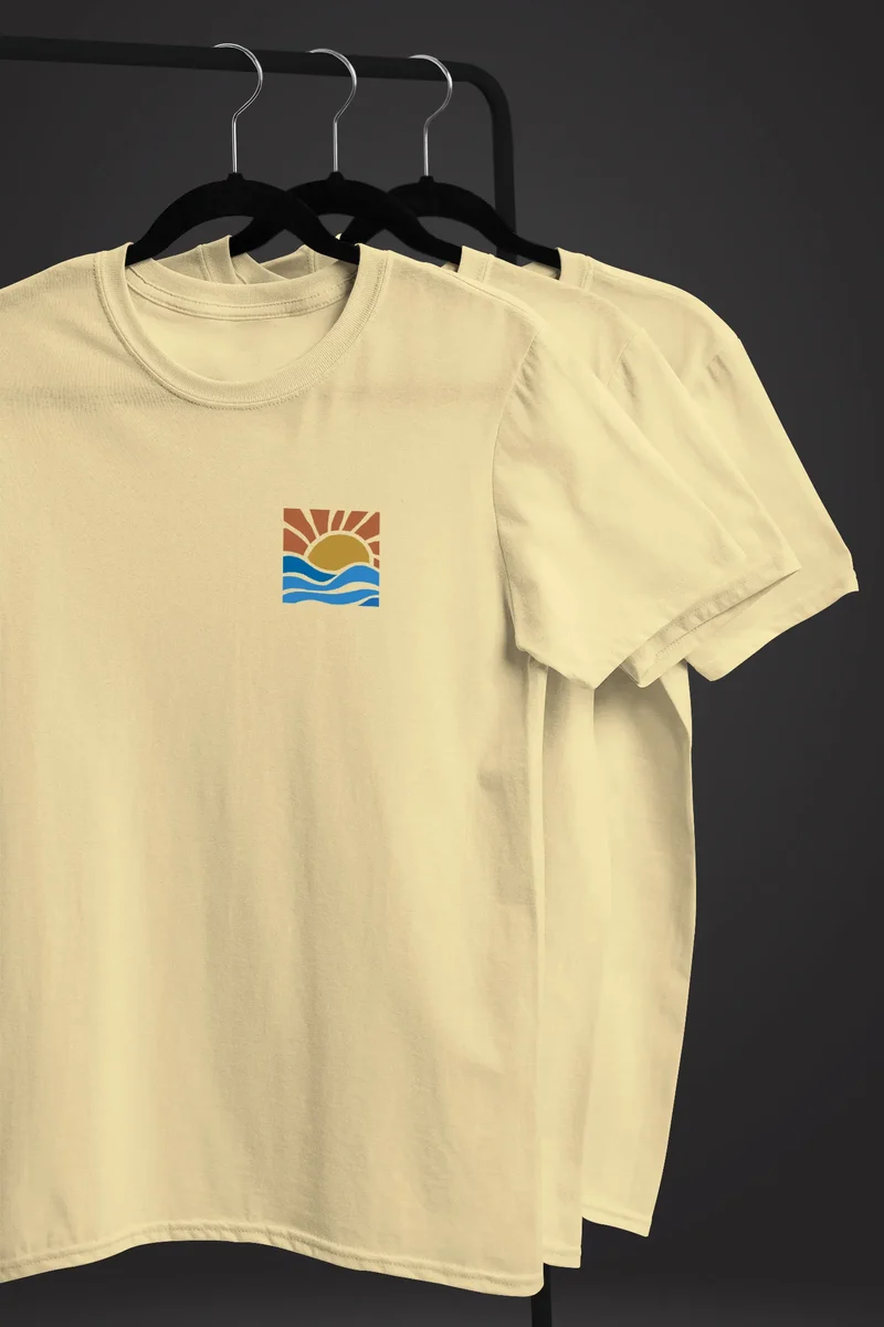 Herren T-Shirt Logo Print Sommer Sonne Welle Strand Beach Style Fashion Streetstyle