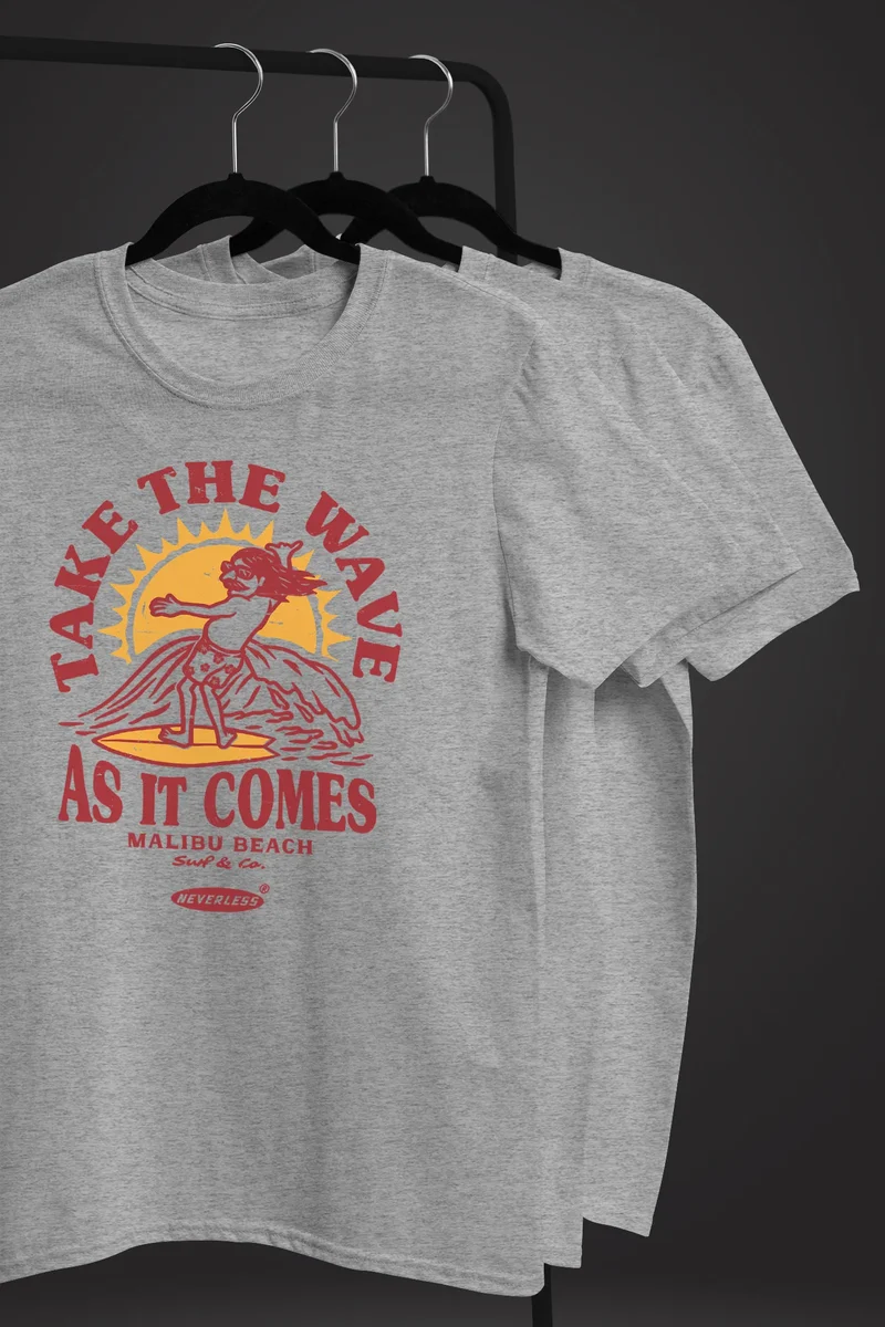 Herren T-Shirt Surfer Spruch Take the Wave Welle Surfing Fashion Streetstyle Sommer