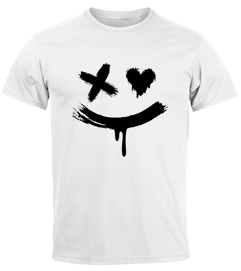 Herren T-Shirt mit Print Aufdruck Smile Techwear Fashion Streetstyle Trendmotiv