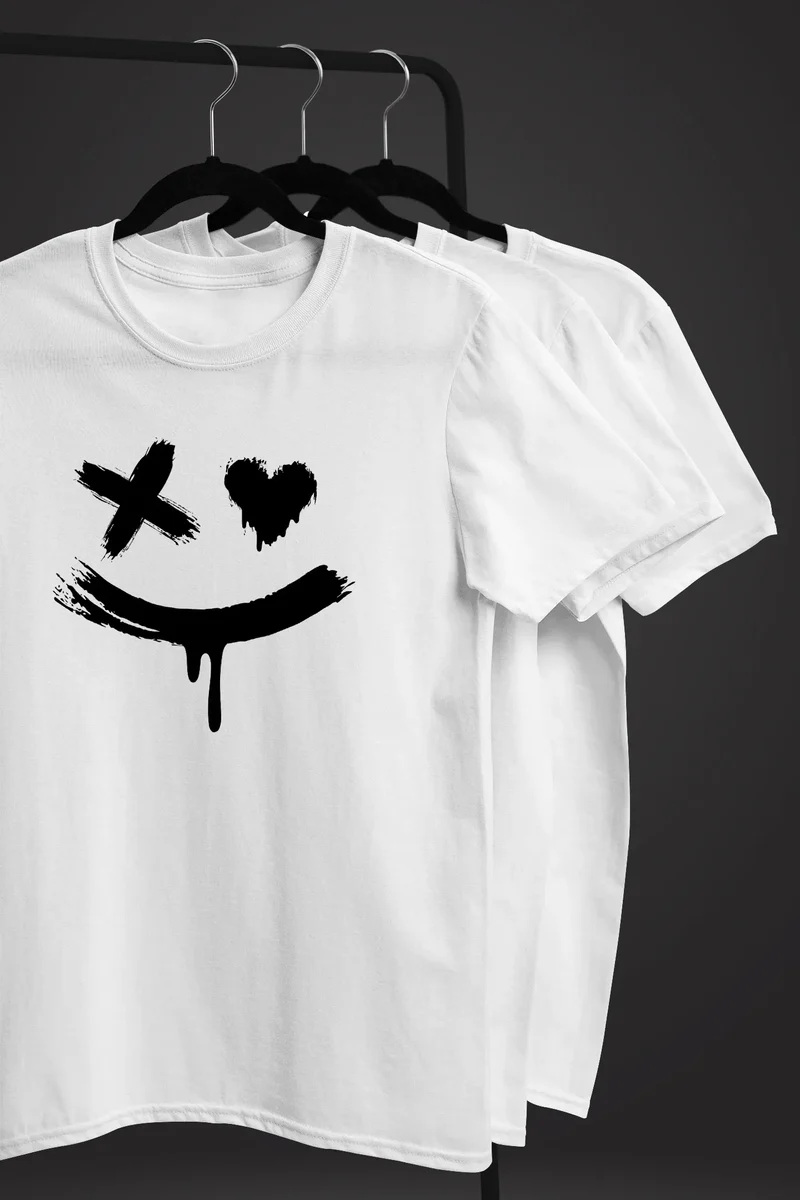 Herren T-Shirt mit Print Aufdruck Smile Techwear Fashion Streetstyle Trendmotiv