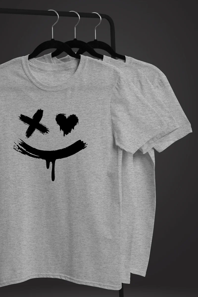 Herren T-Shirt mit Print Aufdruck Smile Techwear Fashion Streetstyle Trendmotiv