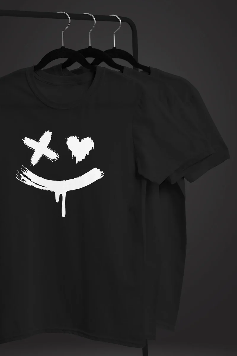 Herren T-Shirt mit Print Aufdruck Smile Techwear Fashion Streetstyle Trendmotiv