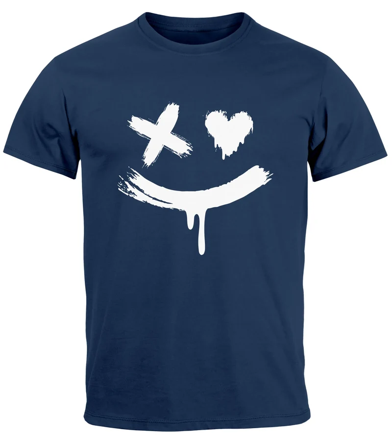 Herren T-Shirt mit Print Aufdruck Smile Techwear Fashion Streetstyle Trendmotiv