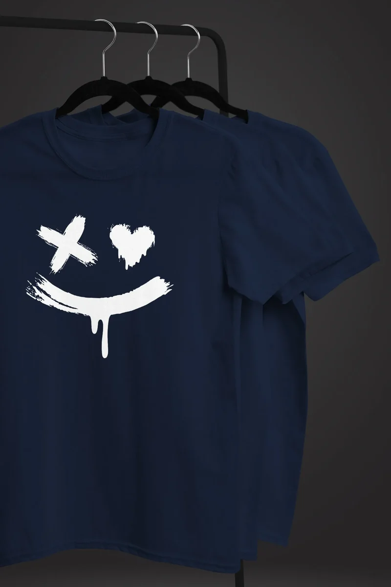 Herren T-Shirt mit Print Aufdruck Smile Techwear Fashion Streetstyle Trendmotiv