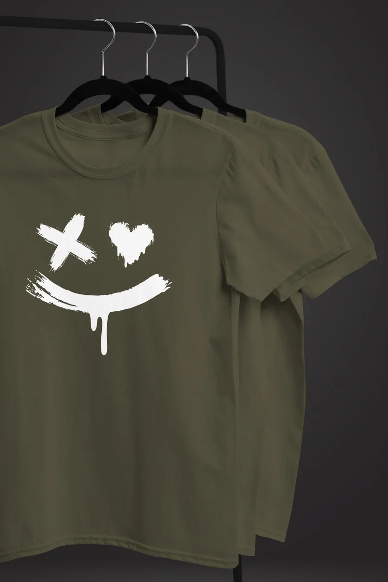 Herren T-Shirt mit Print Aufdruck Smile Techwear Fashion Streetstyle Trendmotiv