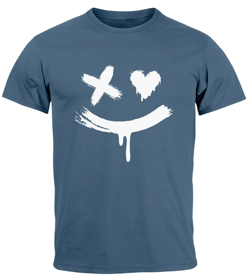 Herren T-Shirt mit Print Aufdruck Smile Techwear Fashion Streetstyle Trendmotiv