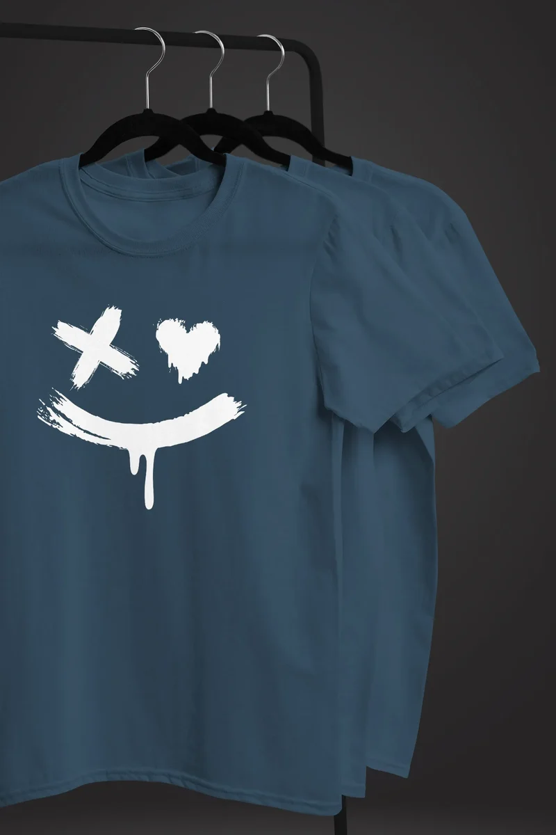 Herren T-Shirt mit Print Aufdruck Smile Techwear Fashion Streetstyle Trendmotiv