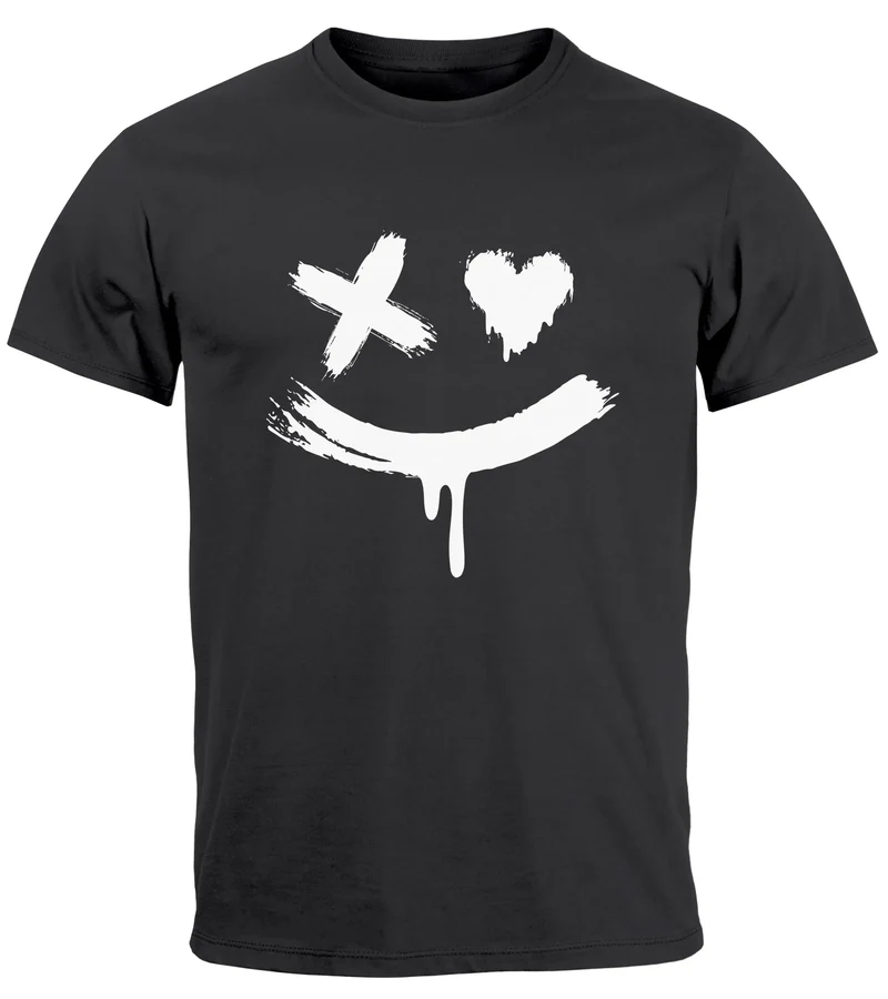 Herren T-Shirt mit Print Aufdruck Smile Techwear Fashion Streetstyle Trendmotiv