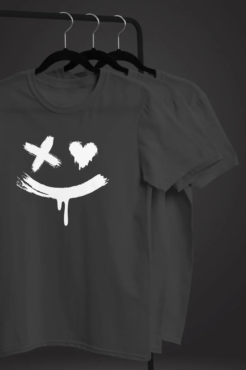 Herren T-Shirt mit Print Aufdruck Smile Techwear Fashion Streetstyle Trendmotiv