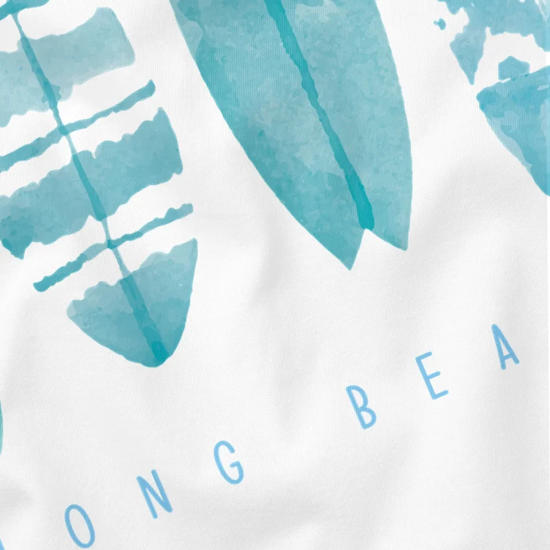 Herren T-Shirt Surfing Fashion Aufdruck Long Beach Surfboard Sommer Strand Streetstyle