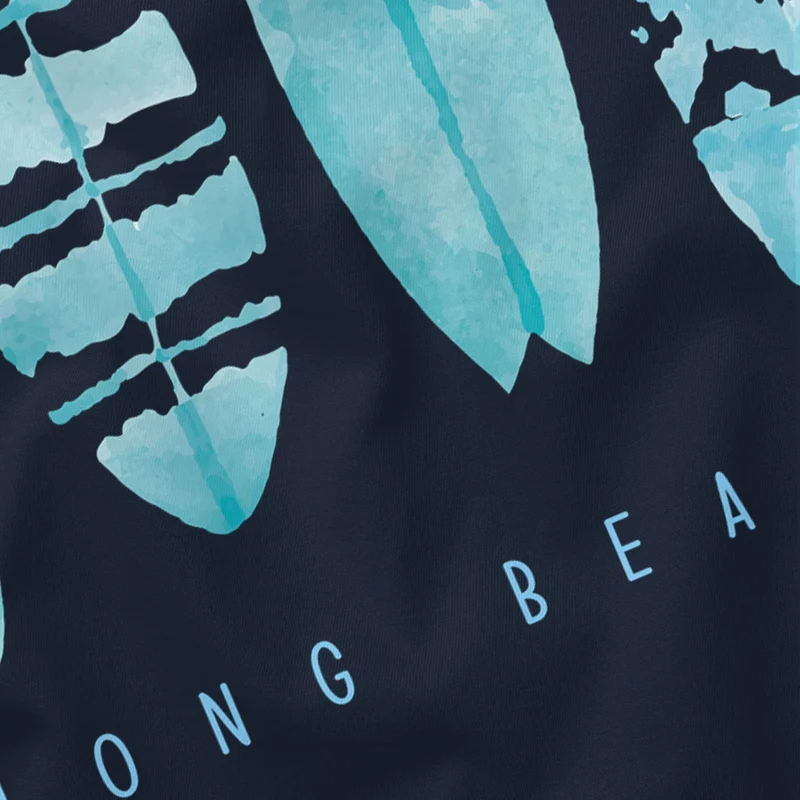 Herren T-Shirt Surfing Fashion Aufdruck Long Beach Surfboard Sommer Strand Streetstyle