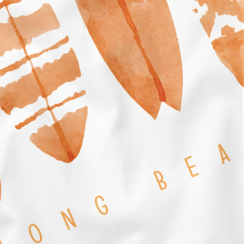 Herren T-Shirt Surfing Fashion Aufdruck Long Beach Surfboard Sommer Strand Streetstyle
