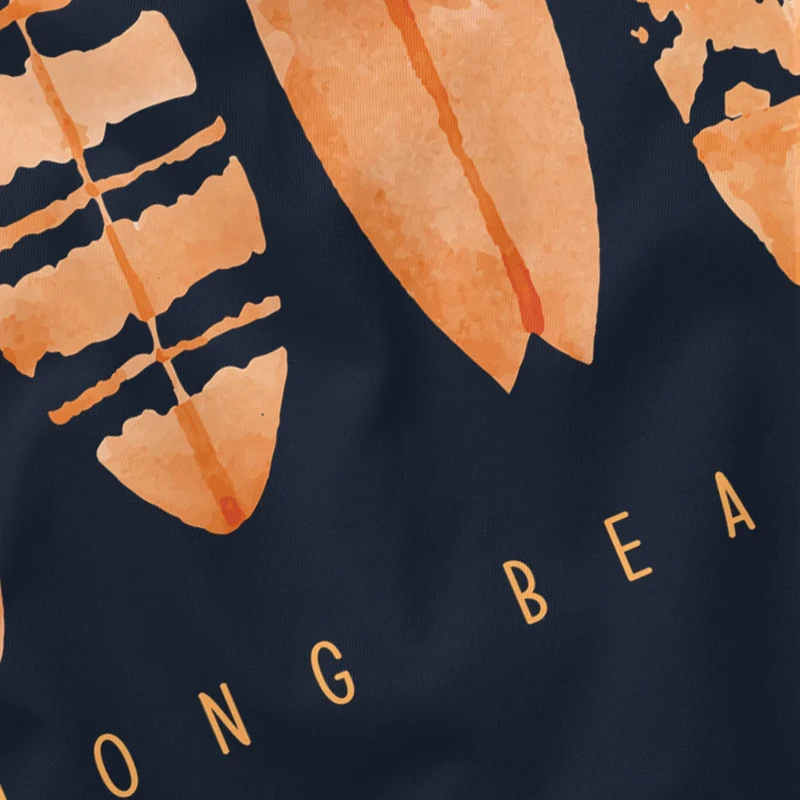 Herren T-Shirt Surfing Fashion Aufdruck Long Beach Surfboard Sommer Strand Streetstyle