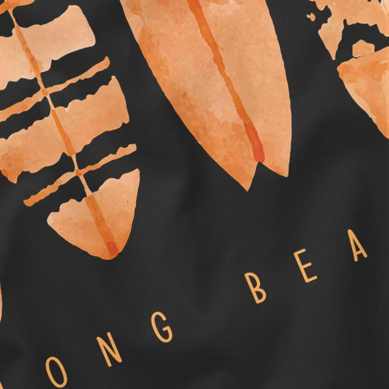 Herren T-Shirt Surfing Fashion Aufdruck Long Beach Surfboard Sommer Strand Streetstyle