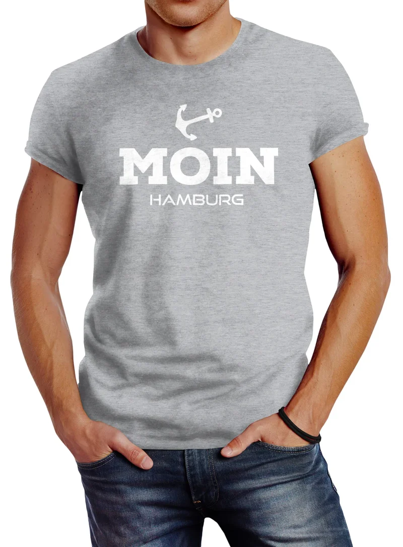 Herren T-Shirt Moin Hamburg Anker Slim Fit