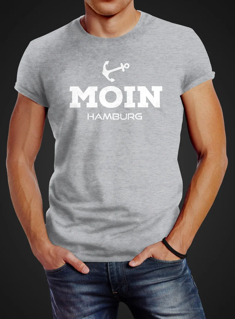 Herren T-Shirt Moin Hamburg Anker Slim Fit