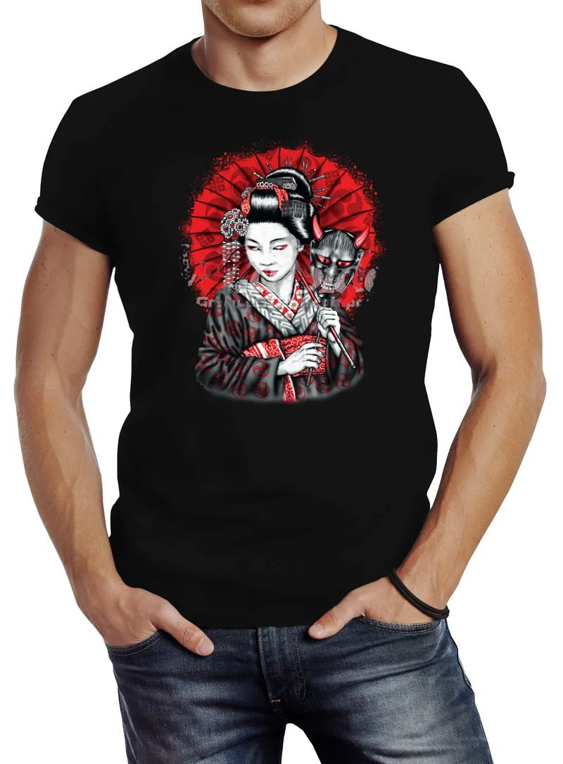 Herren T-Shirt Geisha Japan Slim Fit